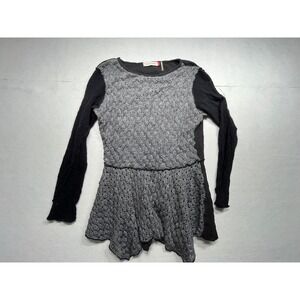 Trouble at the Mill Knit Sweater Tunic Dress Grey Black Wool Blend Size L